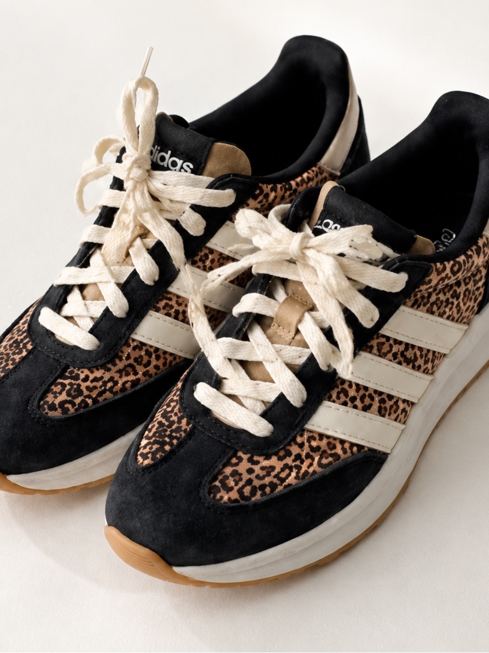 Adidas Cloudfoam Leopard Print Sneakers Women's 7.5 Black Animal Print